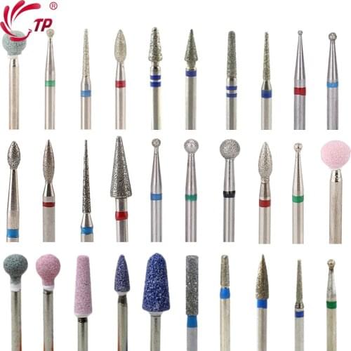 TP Diamond Milling Cutters For Manicure Rotary Nail Drill Bit Bits Eletric Pedicure Machine Equipment Cuticle Remove Tools Box