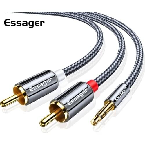 Essager RCA Audio Cable Jack 3.5 to 2 RCA Cable 3.5mm Jack to 2RCA Male Splitter Aux Cable for TV PC Amplifiers DVD Speaker Wire