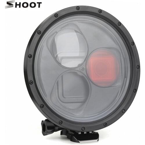 SHOOT Waterproof Dome Port Diving Housing Case with 10x Magnifier Red Filter Compatible with GoPro Hero 7/6/5