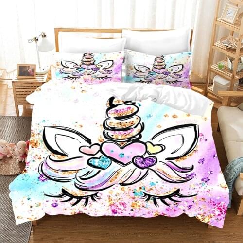 Pink Kids Unicorn Bedding Set For Girl 3d Duvet Cover Set Comforter Bed Linen Twin Queen King Single Size Dropshipping Modern