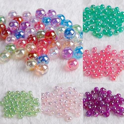 DIY Fashion Jewelry Accessory 6MM-10MM Acrylic Beads Round Shape 22 Colors Bracelet Transparent Imitation pearl Jewelry Making