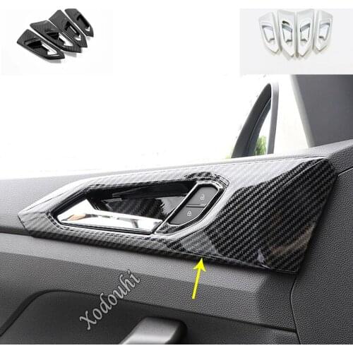 For Volkswagen VW T-cross Tcross 2018 2019 2020 2021 Car Sticker Detector Trim Door Inner Built Handle Bowl Armrest Part 4pcs
