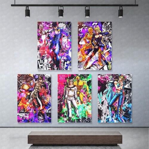 Home Decor Anime Canvas Jojo S Bizarre Adventur Prints Painting Poster Wall Art Modular Pictures For Bedside Background Frame