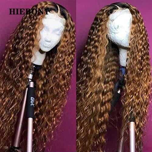 Ombre 1B30 Curly Lace Front Human Hair Wigs with Baby Hair Ombre Color 13x6 Curly Lace Front Wig Bleached Knots for Black Women