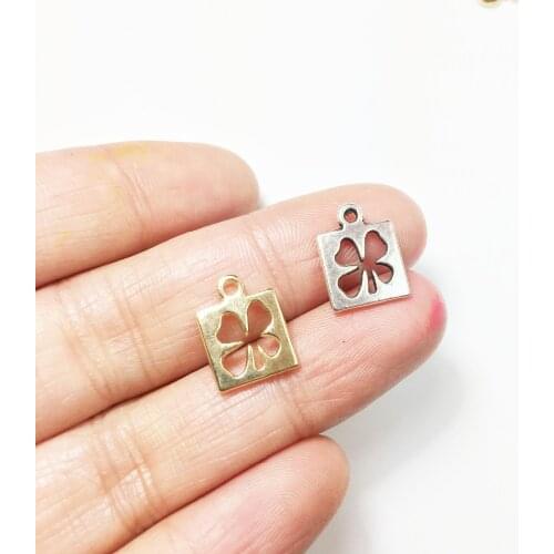 Eruifa Hot sell 20pcs 10mm Nice Clover Zinc alloy charms Wholesales necklace,earring bracelet jewelry DIY handmade 2 colors