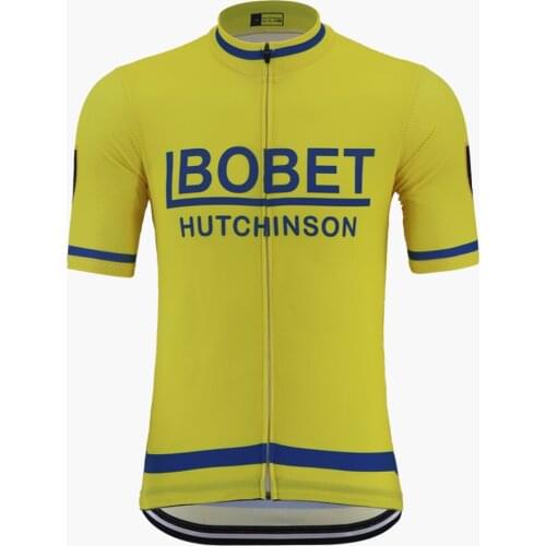 Pro Team Road Racing cycling jersey Men Yellow Short Sleeve Retro cycling clothing summer quick dry mtb bike jersey Tops