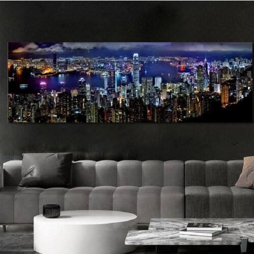 Hong Kong City Night Scene puzzle large size Diamond Embroidery Full Square Round 5D Diy Diamond Painting Cross StitchZP-3773