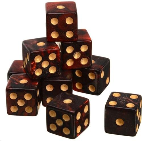 Hot Sale 10pcs 6 Sided Dice 16mm Colorful Dice Round Corner Pearl Gem Dices Set Playing Table Games Entertainment Dice