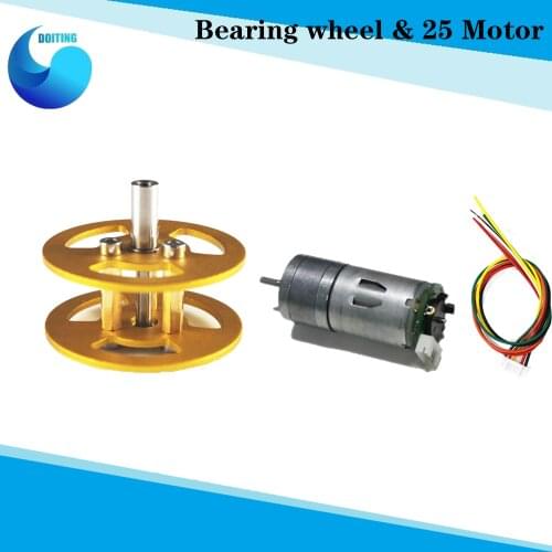 Aluminum Alloy Metal Bearing Wheel+Motor Phi 4mm for Robot Tank Car Chassis DIY Tracked Model Accessory Part RC Toy