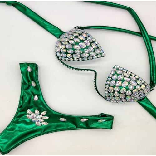 10 Colors Bikini Set Women Diamante Carnival Bra rhinestone Sexy Night Club Panties Rave Festival Bikini Set Burning Man Outfit