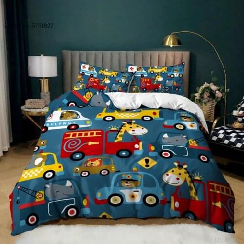 2/3 Pieces Truck Car Bedding Set 3D Print Ambulance Duvet Cover Comfortable Soft Bed Quilt Cover Single Queen King Bed Cover Set