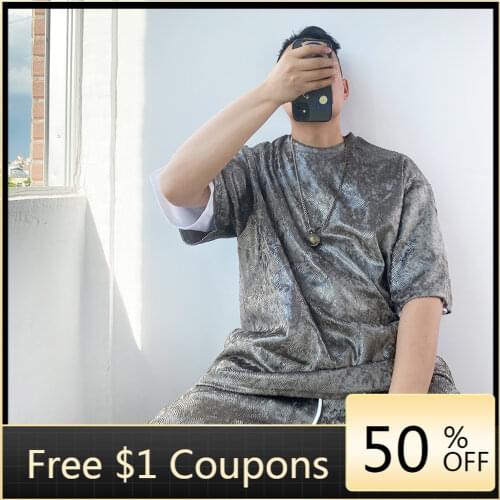 2021 Summer New Short-sleeved T-shirt Suit Drape Fried Street Burn Out and Cool Hip Hop Dance Loose, Casual Men and Women Sets