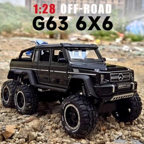 Diecast 1:28 Alloy Model Car Mercedes-Bens G63 6X6 AMG SUV Miniature Metal Off-Road Vehicle for Children Gift Boy Collected Toys