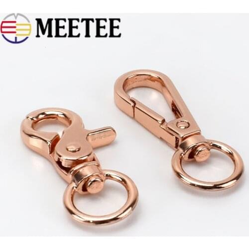 Meetee 5/30pcs Rose Gold Bags Strap Metal Buckles Trigger Snap Hook Lobster Swivel Dog Buckle Key Chain Hardware Accessories