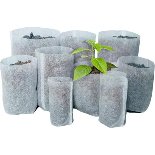 100Pcs/lot Nursery Grow Bags For Home Garden Biodegradable Non-woven Fabric Plant Growing Seedling Pots Aeration Eco-Friendly