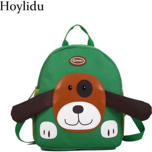 Cartoon 3D Cute Dogs School Bags for Kids Portable Wear-resistant Students Green Backpack Kindergarten Boys Girls Shoulder Bag