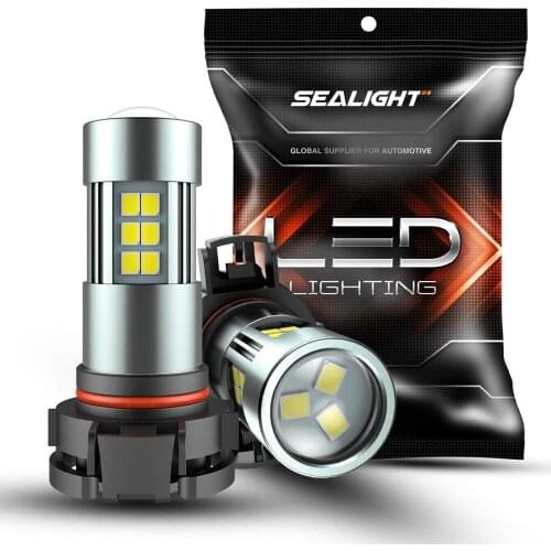 SEALIGHT 2pcs 5202 LED Fog Lights Bulbs White 6000K Daytime Running Lights 2504/H16 TYPE 1PSX24W/9009 27 SMD Chips light