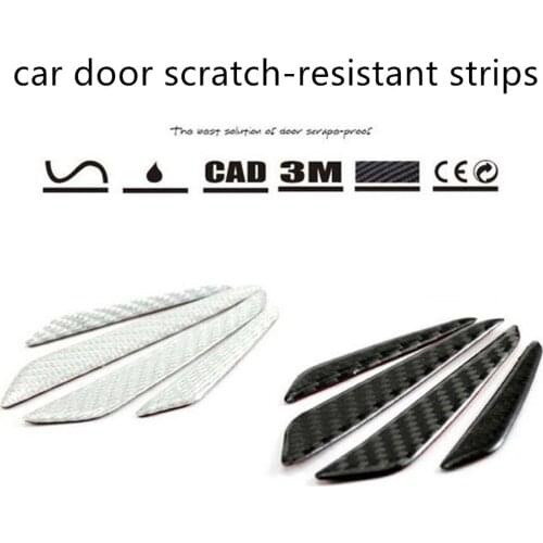 Hot sale 4 pieces Car Sticker Door Protector Side Edge Carbon Fiber Black Silver car styling scratch-resistant strips scratch