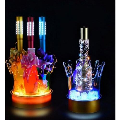New Crown Shaped LED Rechargeable Ice Buckets Acrylic Growing UP Beer Wine Bottle Holder Bar Nightclub Whiskey Ice Cooler