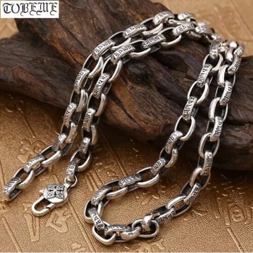 NEW 100% 925 Silver Tibetan Six Words Proverb Necklace Sterling Buddhist OM Mantra Vajra Necklace Tibetan Dorje Symbol Necklace