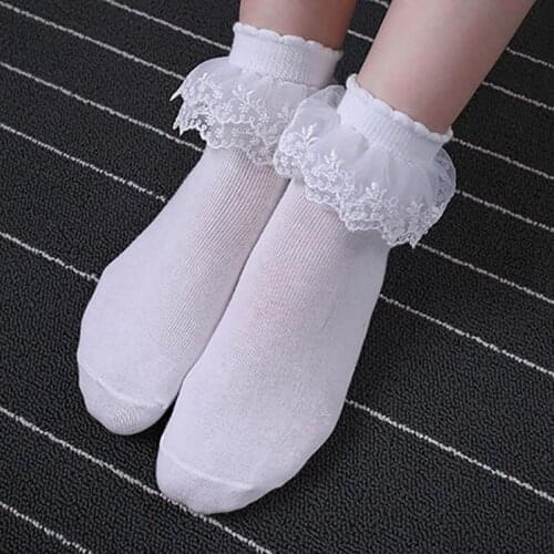 New Breathable Lolita Style Short Socks Nice Gift Double Lace Cute for Girl Women 1Pair Cotton Pure Color Socks