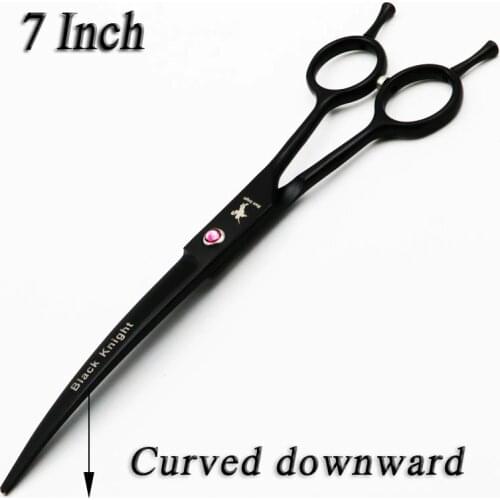 7" Black Pet Grooming Scissors Professional Hair Cutting Shears For Dogs and Cats Curved Downward