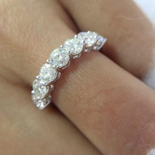Solid 18K Au750 White Gold 2.1ctw 4mm DF Round Cut Engagement&Wedding Moissanite Band Ring Genuine for Women