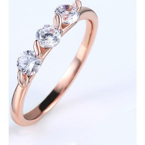 OL Style 4mm Cubic Zirconia Crystal Finger Rings Rose Gold Color Fashion Party Jewelry For Women Wholesale DWR067 DWR068