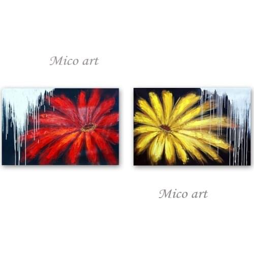Palette Knife Flowers 2 Panels Canvas Wall Art No Frame Wall Hangings Oil Painting Canvas Picture For Hotel Room Decoration