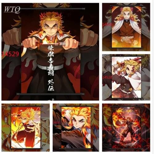 Demon Slayer Poster Kimetsu No Yaiba Rengoku Kyoujurou Wall Poster Canvas Painting Anime Posters Wall Art Picture Home Decor
