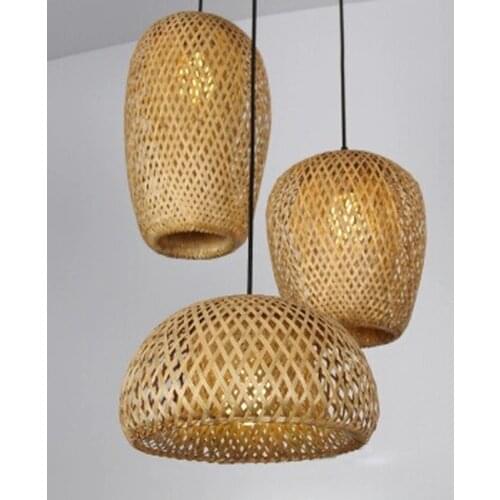 Chinese Hand Knitted Bamboo Art Pendant Lights Restaurant Caf Loft Hanging Pendant Lamp Home Decor Bamboo Led Light ZM1013