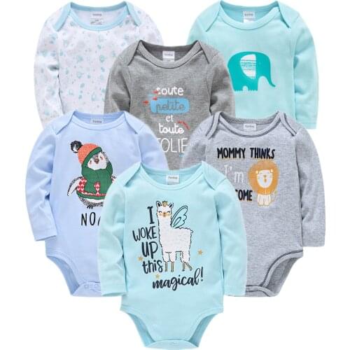 Roupas Bebe De 3 6PCS Boys Rompers Pyjamas Cartoon Infant Baby Clothes Long Sleeve Pajamas Toddler Jumpsuits Baby Girl Overalls