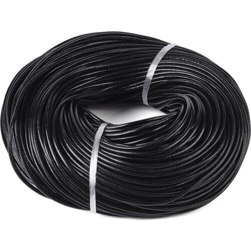 PandaHall Elite 1 Roll 3 mm Cowhide Round Leather Cords For Bracelet Neckacle Beading Jewelry Making 10 meter / 11 Yard Black