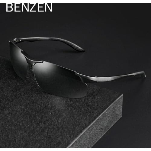 BENZEN Polarized Sunglasses Men Al Mg Sun Glasses For Male UV 400 Driving Glasses Sports Eyewear Oculos Black 9323B