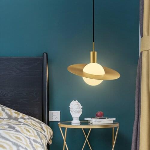 Modern Glass Ball Pendant Lamp Led Nordic Gold Hanging Lighting Planet Bedroom Bedside Moon Fixture Home Decoration indoor Light