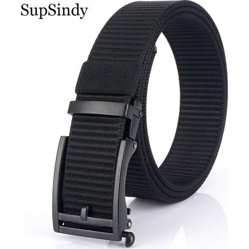SupSindy Man Nylon Belt Luxury Metal Automatic Buckle Canvas Tactical Belts for men Fashion Jeans Waistband Outdoor Male Strap