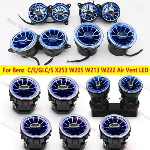 LED Car Nozzle Lamp For Benz A/C/E/GLC/GLB/S class X253 W205 W213 W222 Front and Rear Air Vent Turbine Ambient Light Neon Light