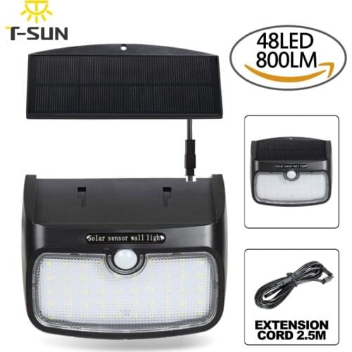 T-SUNRISE Outdoor Solar Spotlight Motion Sensor wih Separate Solar Panel 48 LED Lamp Solar Lights for Garden Decoration Security