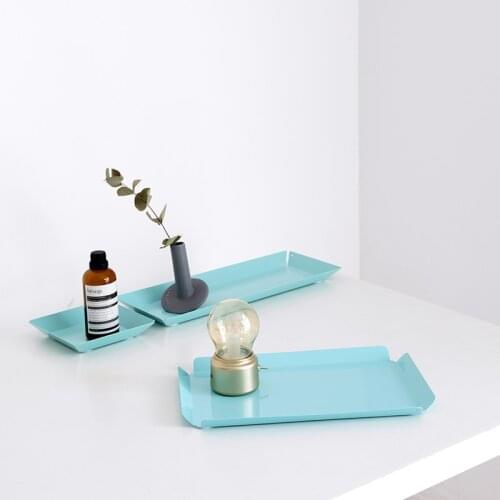 Tiffany Blue Home Table Storage Plates Coffee Bread Cupcake Display Tray Party Supplies Metal Keys Cosmetic Organizer Tableware