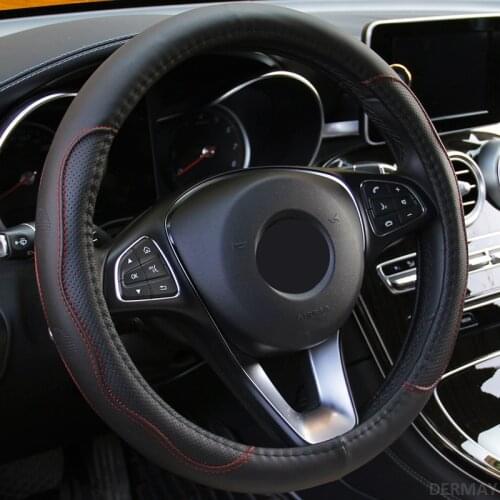 Universal Car Steering Wheel Cover PU Leather Anti-Slip Covers for Car Steering Wheel Breathable Auto Covers in Salon Interior