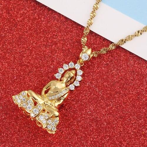 Vintage Tibetan Amitabha Buddha Buddhist Pendant Necklace Jewelry For Women Girls