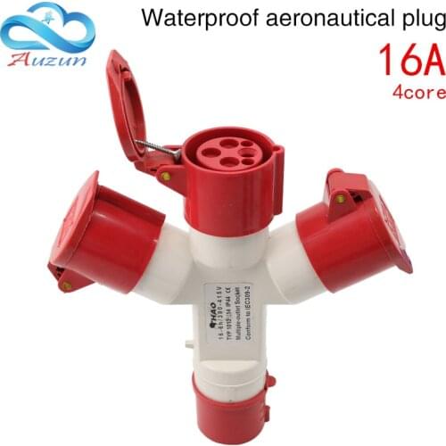 Waterproof industrial aviation plug connector 4-core 16A multifunction is divided into three aviation plugs