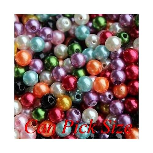 Yd23 mixed multicolor 4mm 6mm 8mm 10mm 20mm Imitation resin Loose Acrylic Pearl Beads For Chunky Kids Necklace