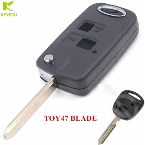 KEYECU Replacement Modified Flip Remote Key Shell 2 Button for Toyota Auris Yaris Corolla Avensis TOY47 Blade