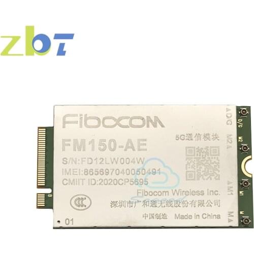 ZBT Fibocom 5G M.2 module FM150-AE 5GNR LTE Cat 20 WCDMA Sub-6GHz NSA & SA B2/B4/B5/B7/B12/B13/B14/B17/B25/B26/B29/B30/B66/B71