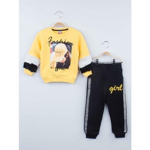 Yellow Winter Girl Children Tracksuit Set