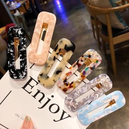 Women Fashion Leopard Acetate Geometric Hair Clips Vintage Hairpins Barrettes Hair Accessories All Match Hair Clips