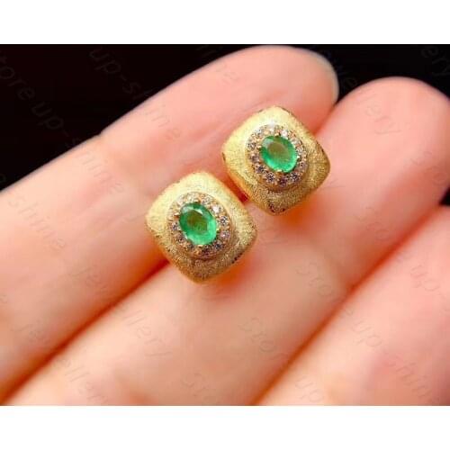Natural emerald earrings 925 silver womens earrings luxurious atmosphere fashion all-match