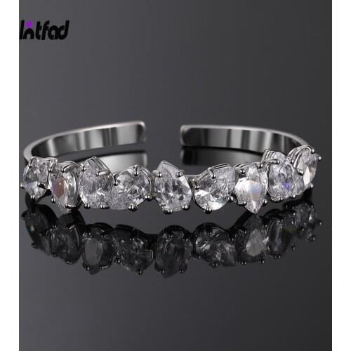925 Sterling Silver Bracelet WaterDrop Pear Zircon Bangle for Women Fine Jewelry Wedding Birthday Gift Adjustable Bangles