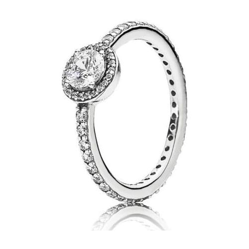 925 Sterling Silver Pan Ring Pave Classic Elegance With Crystal Rings For Women Wedding Party Gift Fashion Jewelry